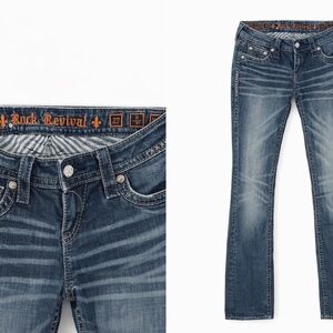 Rock Revival Dark Blue Washed Straight Leg Jeans